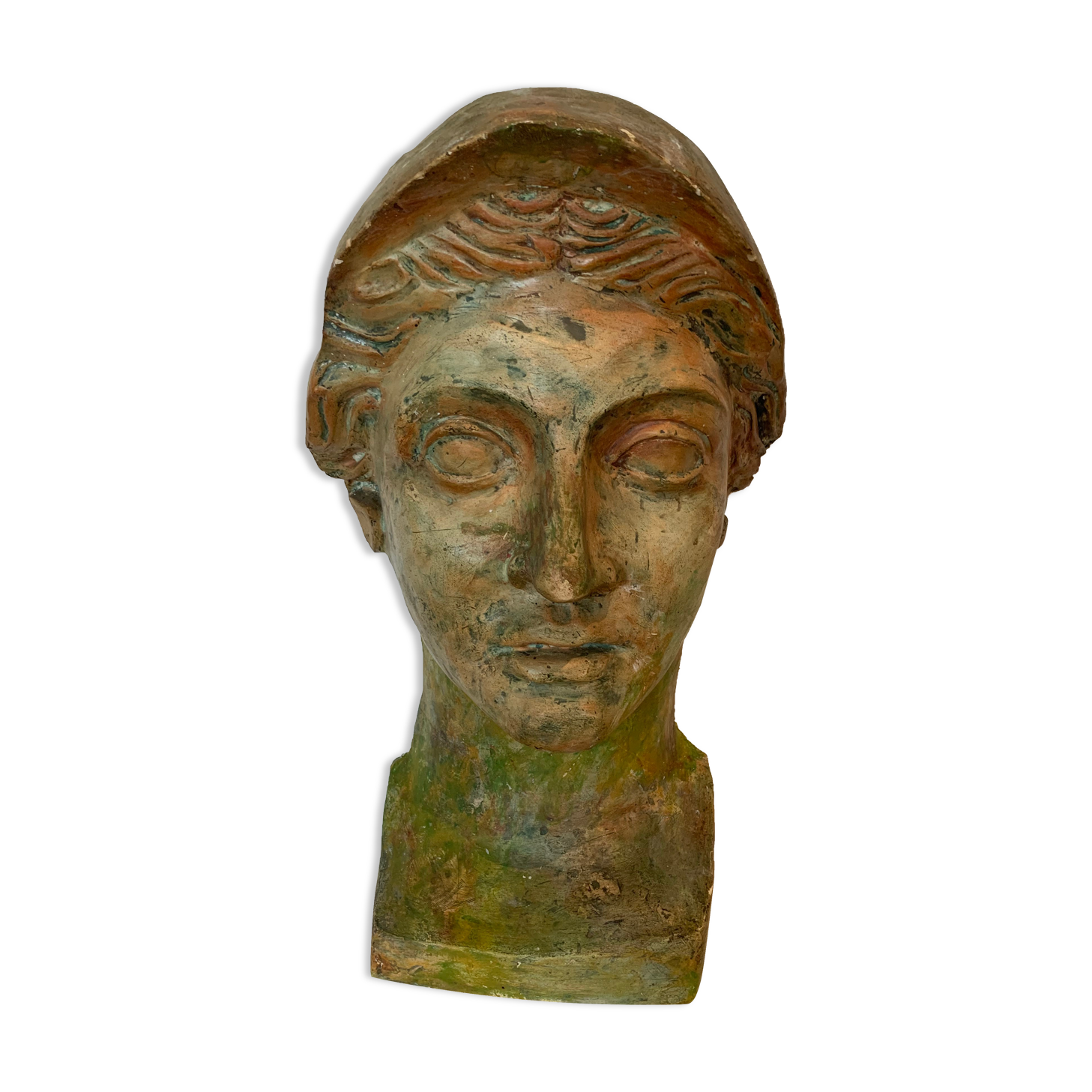 patinated hollow plaster sculpture "Bust of a goddess" XX century