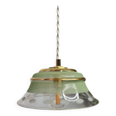 Suspension en verre granité vert et verre transparent- liserés dorés