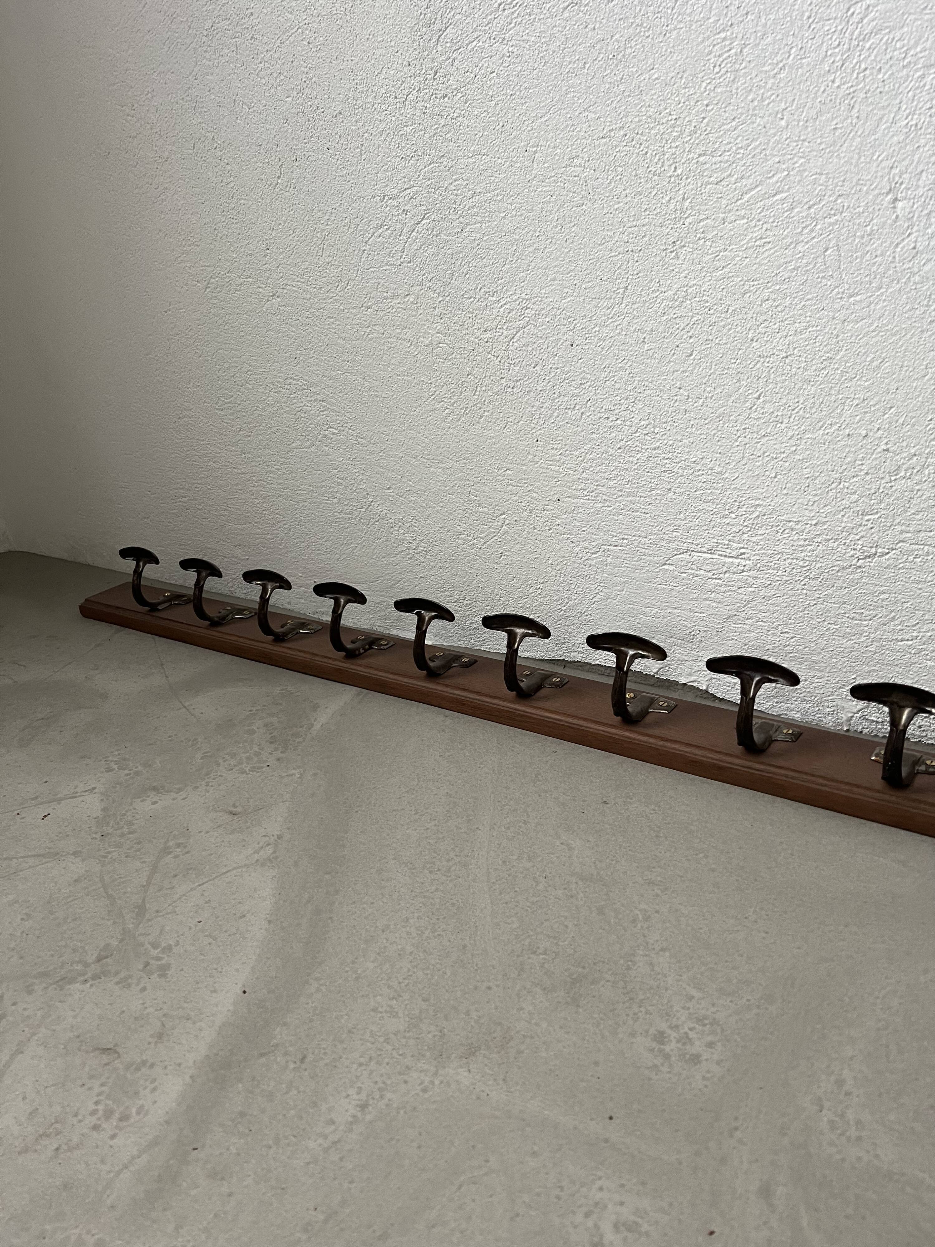 Old  school wall coat rack with 20 hooks, completely restored