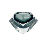 Diamond-Shaped Murano Faceted Glass Sommerso Ashtray/Vide Poche by Flavio Poli for Seguso, Italy