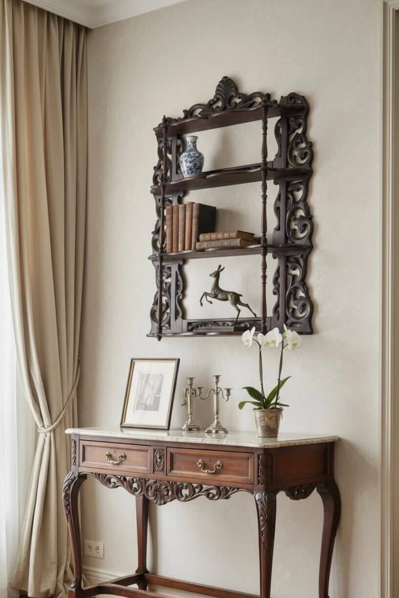 Napoleon III mahogany wall shelf