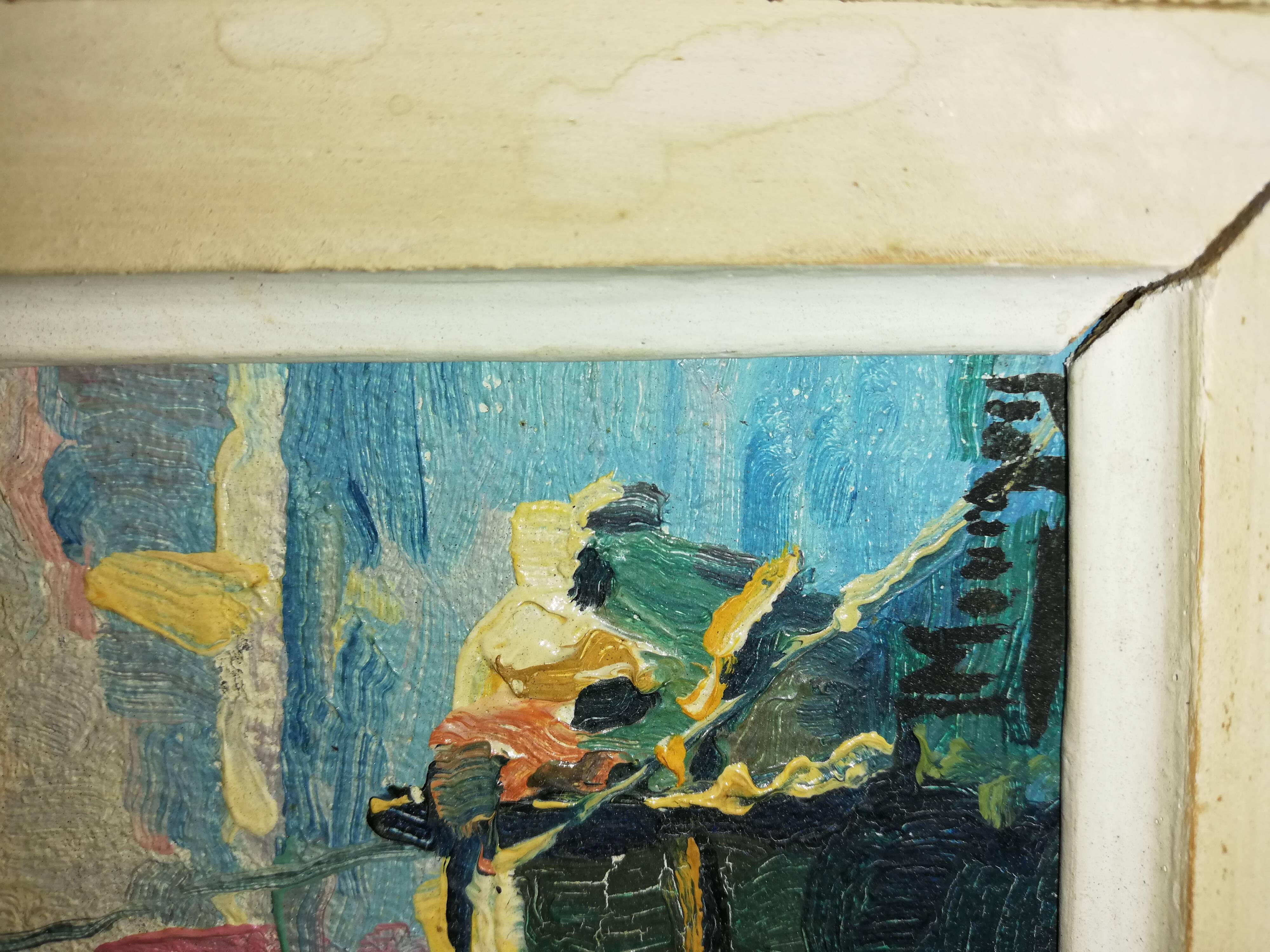 Oil on cardboard showing St Tropez