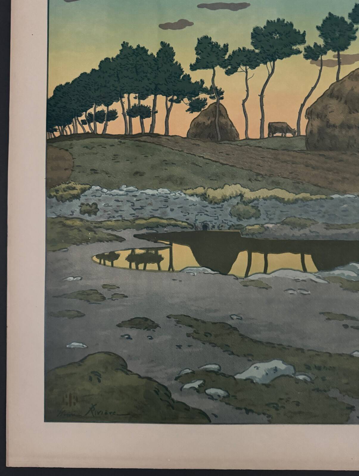 Lithograph by Henri Rivière The Aspects of Nature - The Twilight