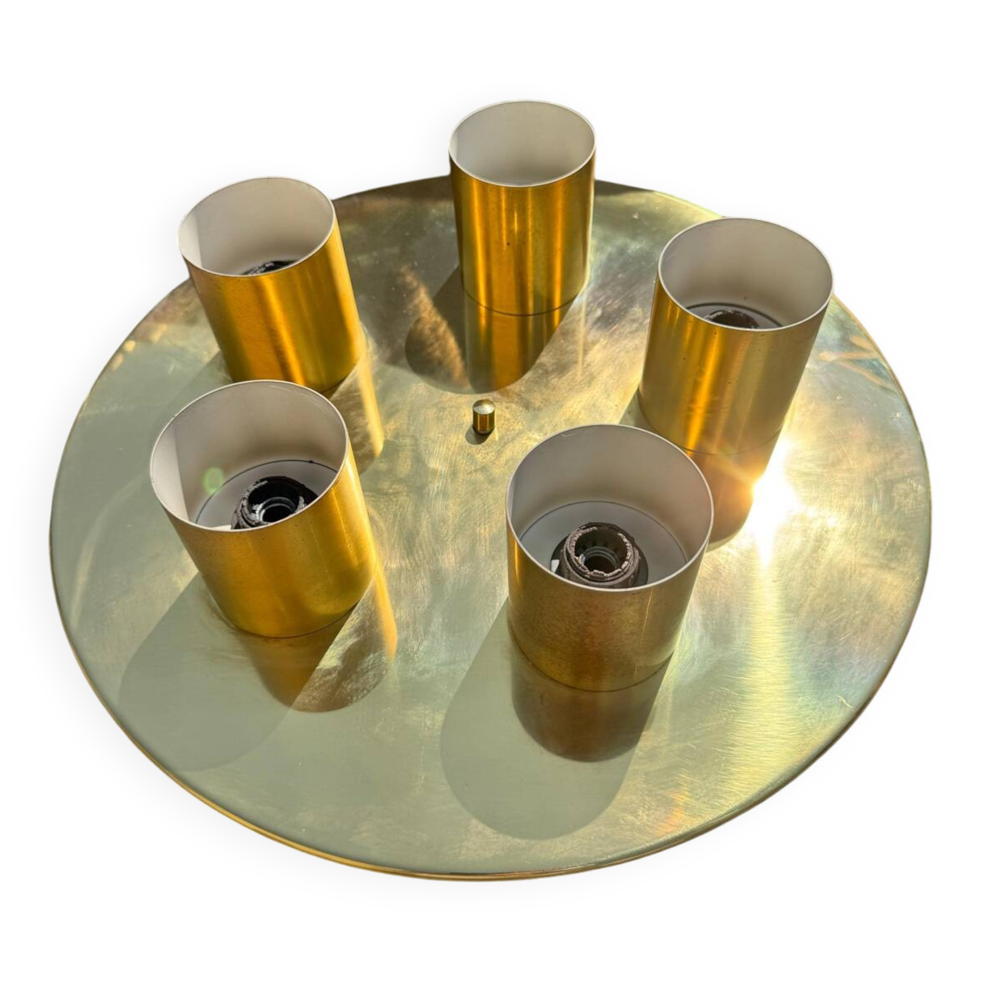 Minimalist 60s brass wall light with 5 sockets Beisl Leuchte, Germany