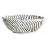 Small white ceramic twisted basket