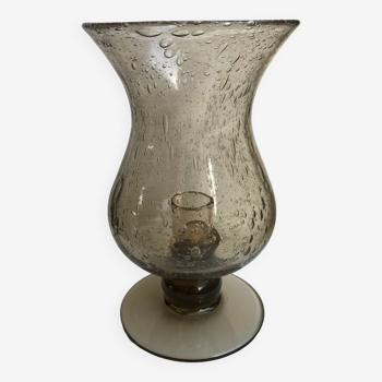 bougeoir chandelier en verre bullé style Biot signé années 60-70
