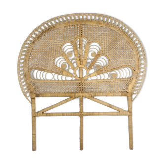 Rattan headboard decoration peacock tail