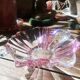 Small pink and transparent crystal cup with two earpieces