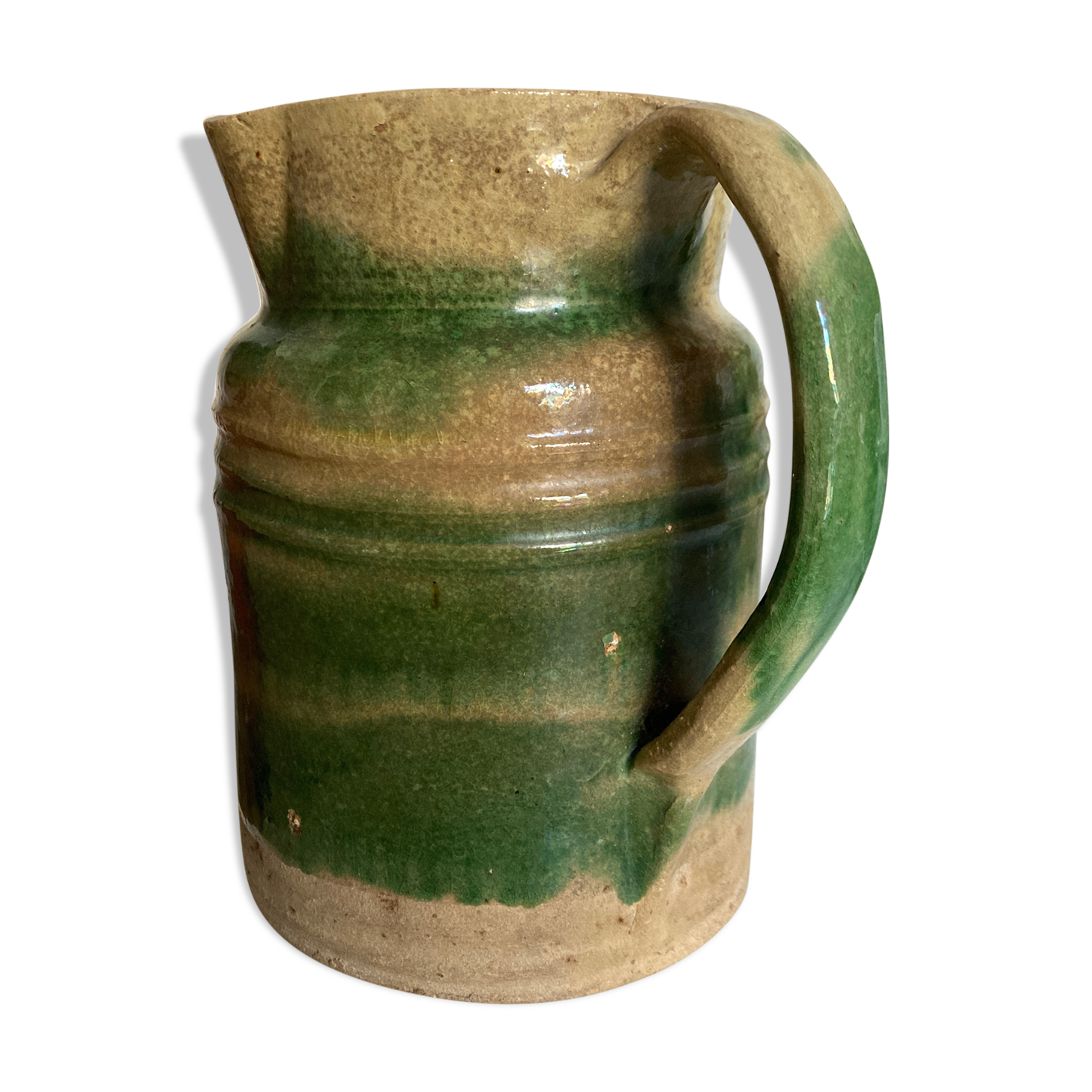 Pitcher in glazed earth of farm Dieulefit folk art early 20th