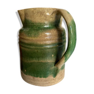 Pitcher in glazed earth of farm Dieulefit folk art early 20th