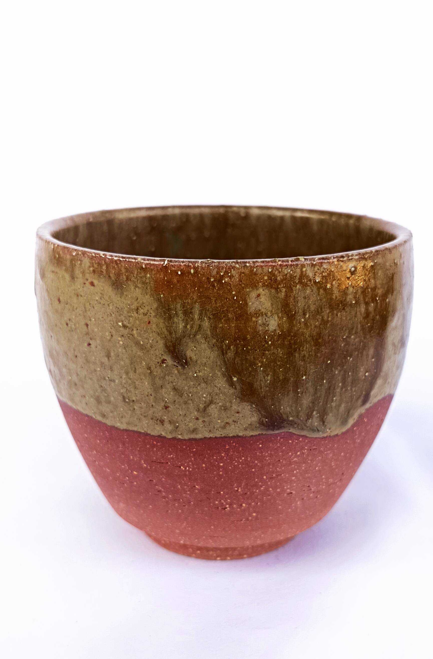 Two-tone brown and terracotta stoneware bowl Puisaye