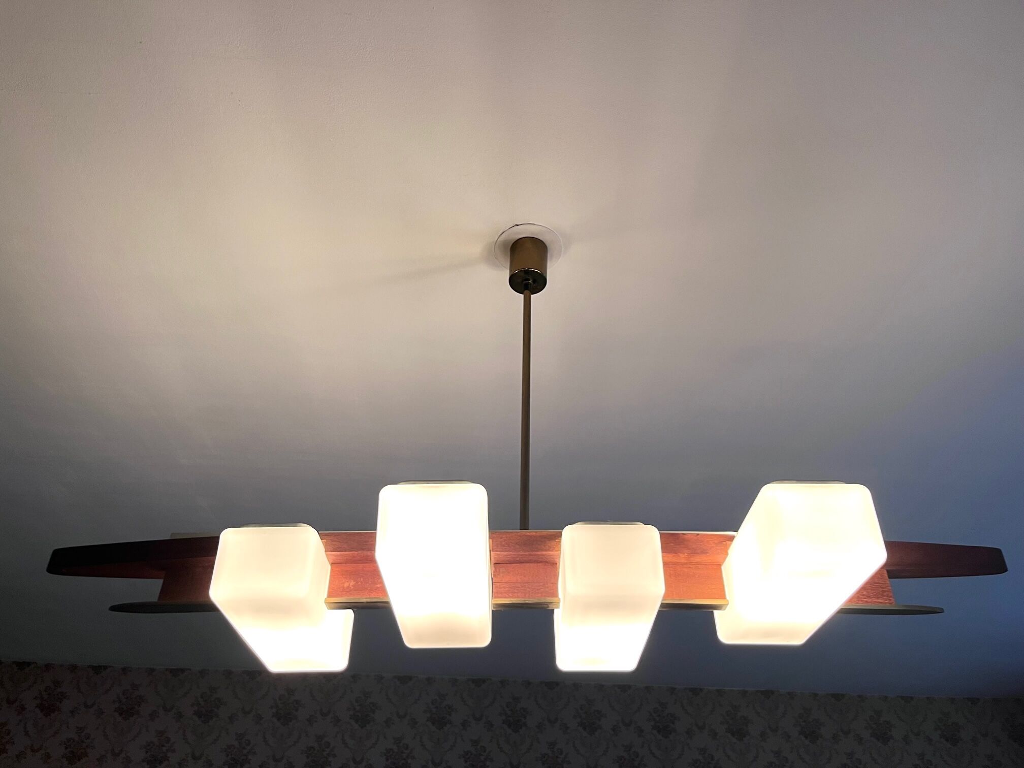 Lunel chandelier brass and rosewood