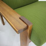1970s pair of beech armchairs, czechoslovakia