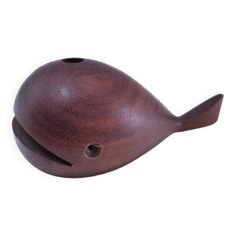 Scandinavian design wooden whale pen holder
