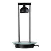 Lampe de table vintage en métal et verre - métal noir avec base en verre - design postmoderne Memphis Italie années 1980 - décoration intérieure élégante, idée cadeau