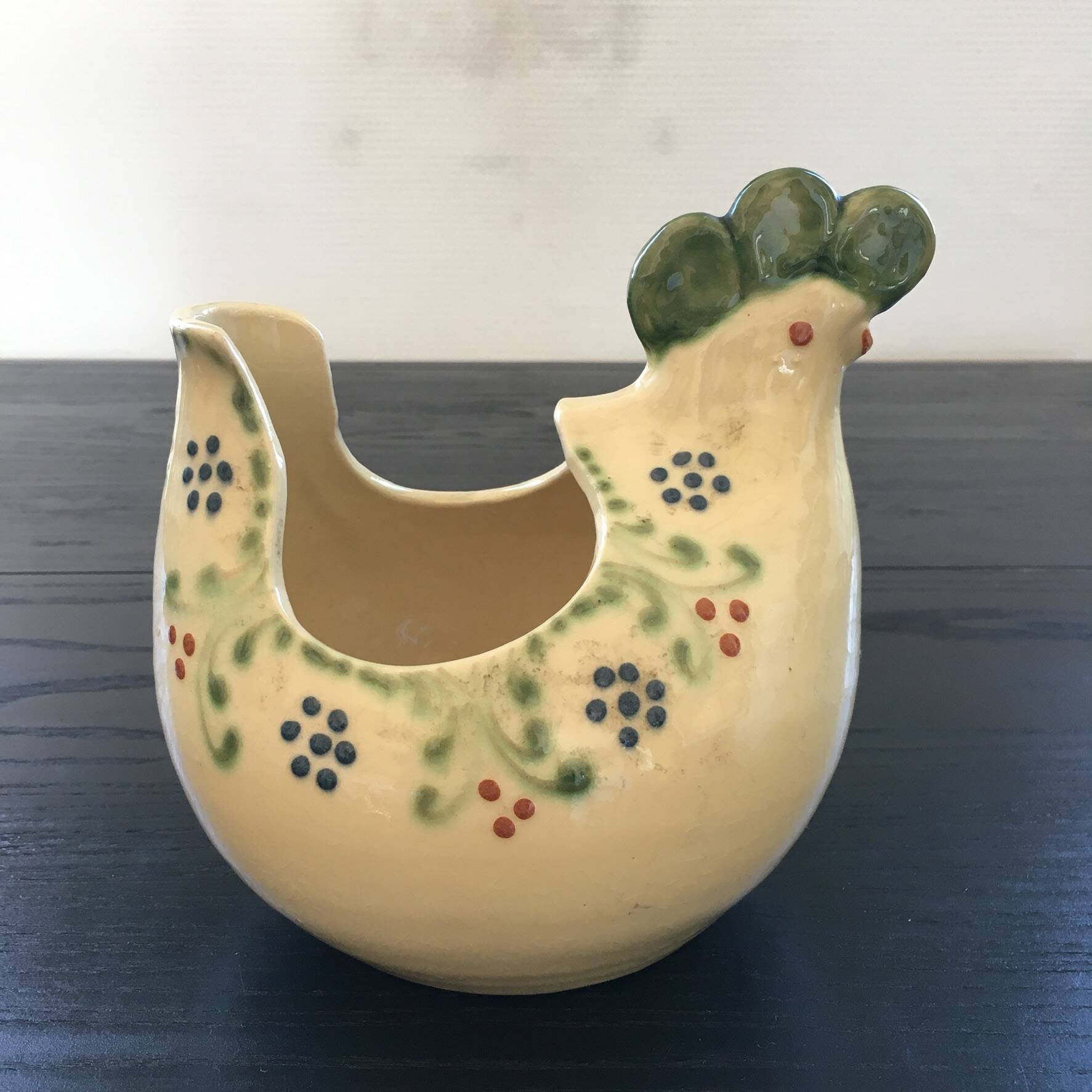 Floral chicken-shaped planter