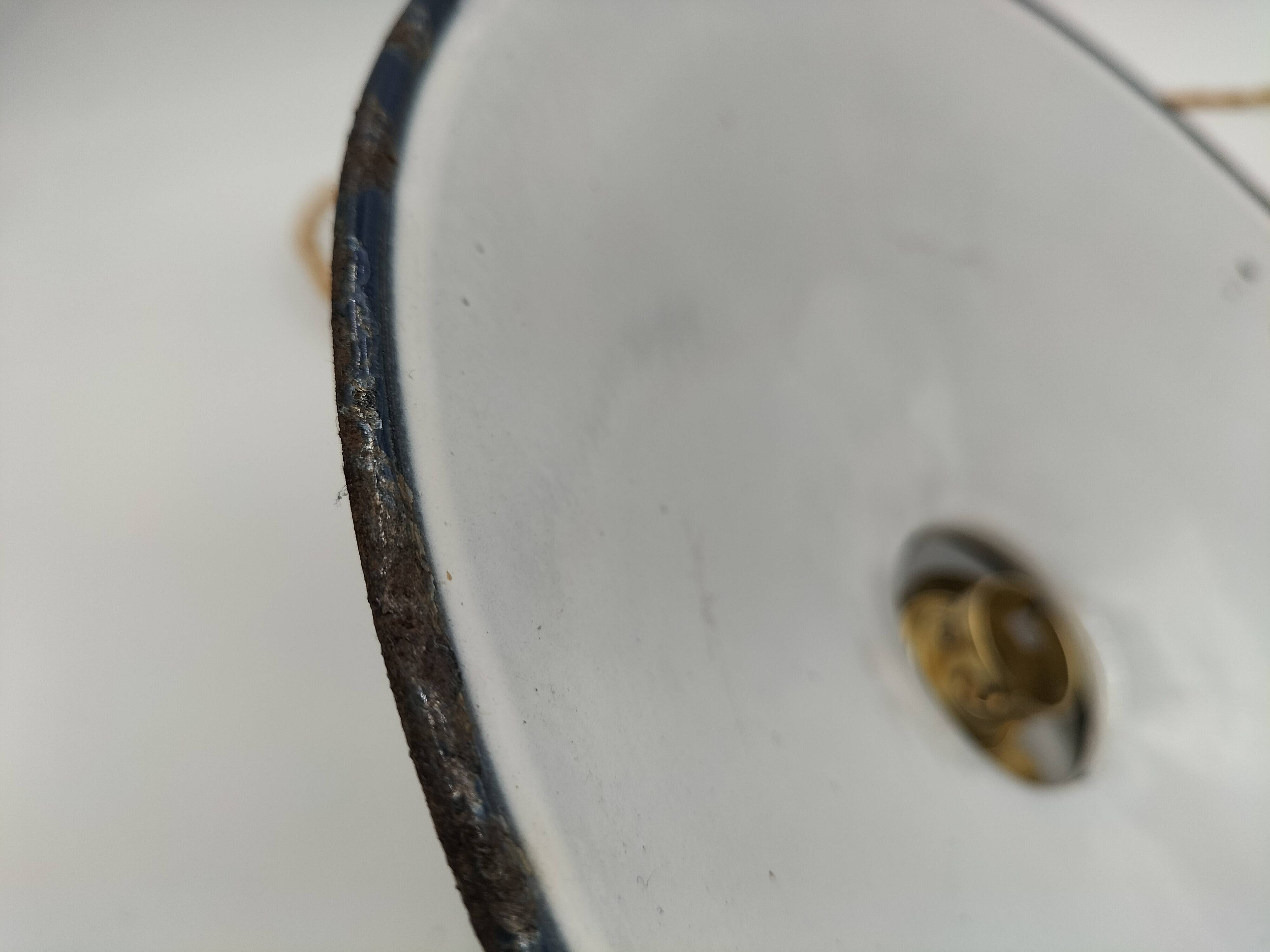 Blue enameled sheet metal pendant lights