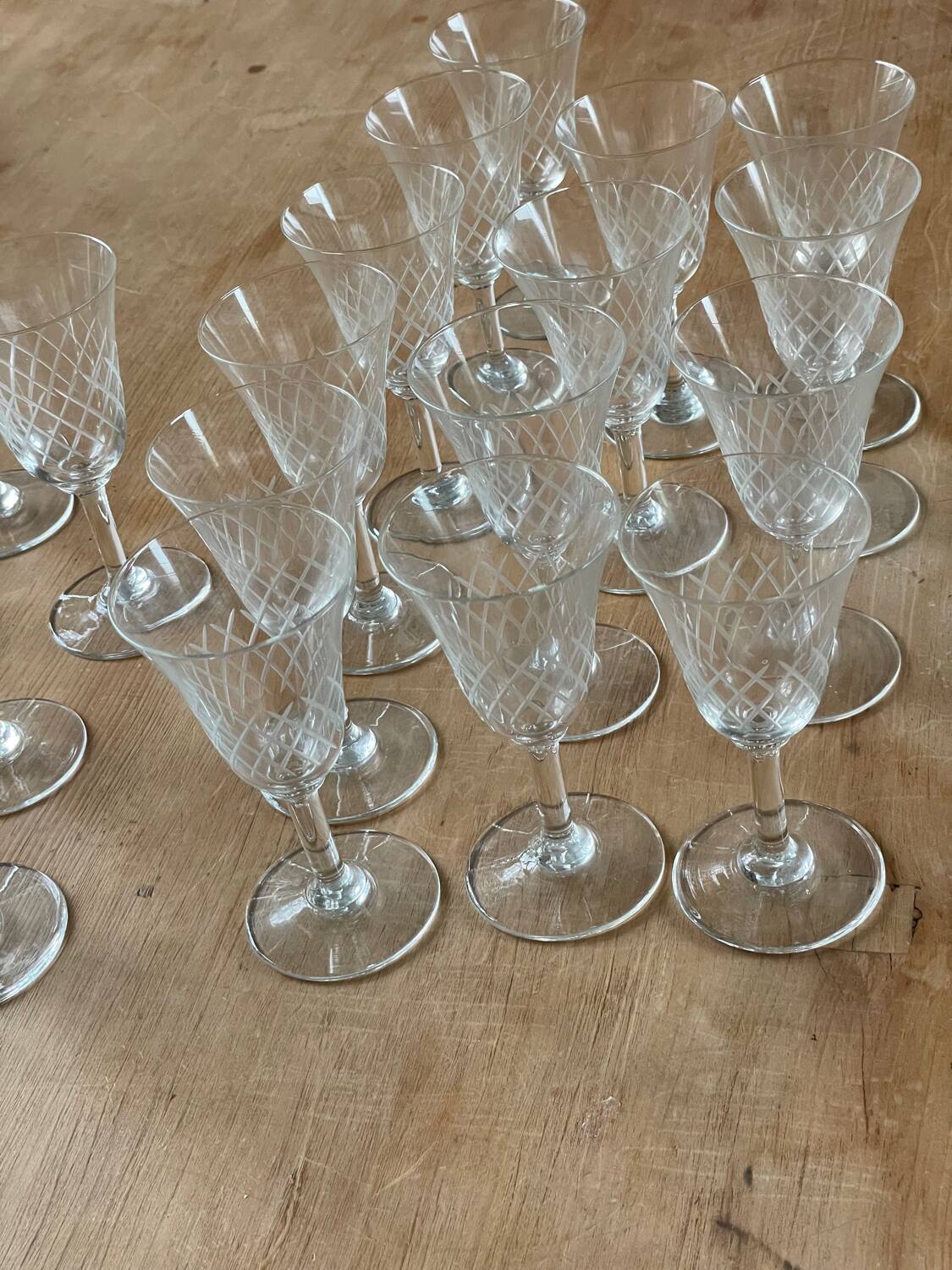 Set of 37 crystal glasses from the 50s