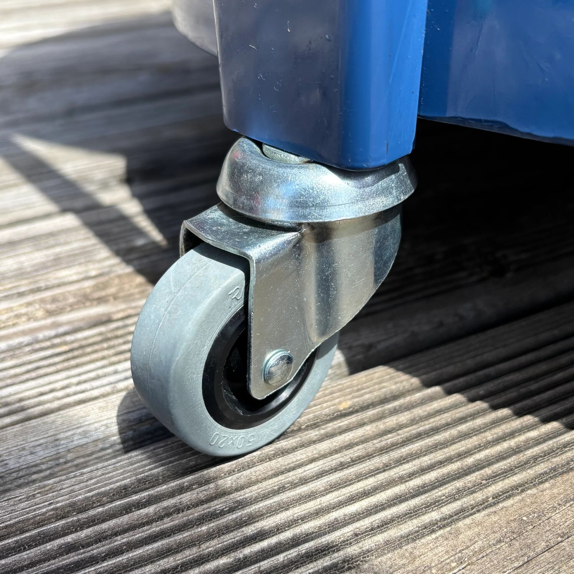 Space-age navy blue rolling dessert trolley