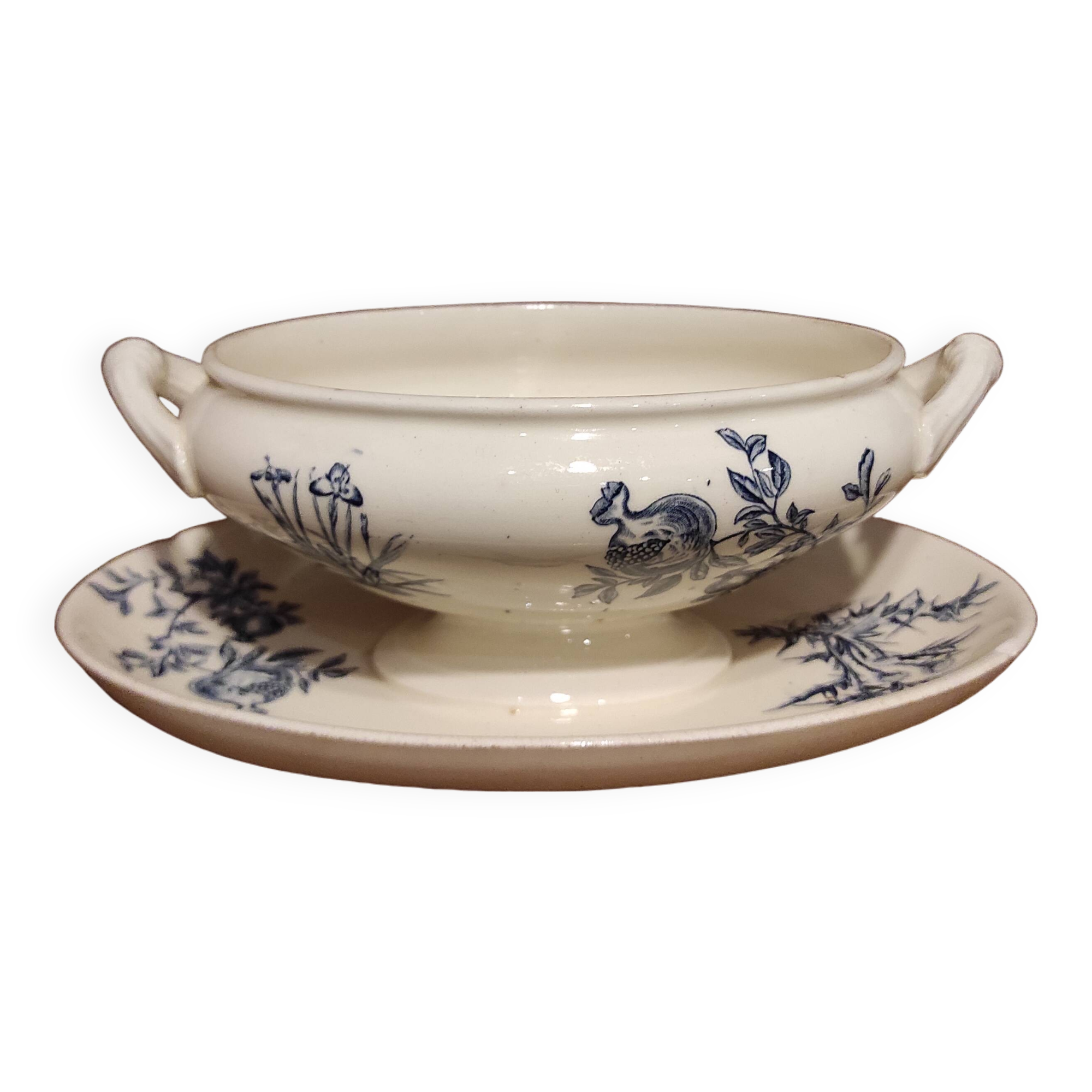 French vintage sauce boat, R. Lafitte, Terre de Fer, Salins