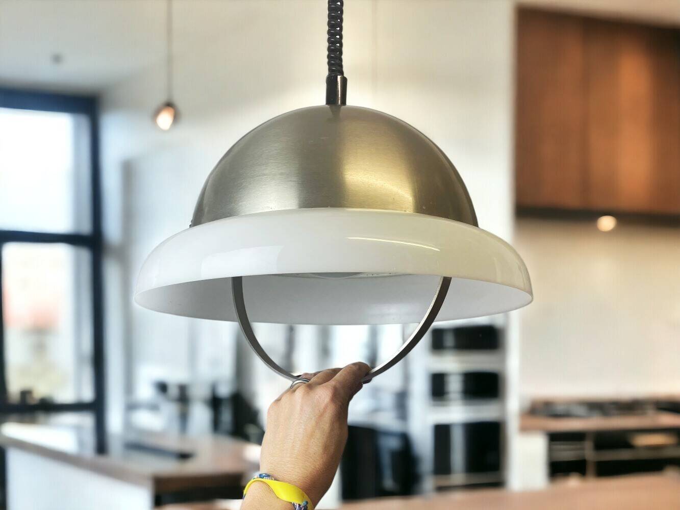 Space Age retractable kitchen pendant light