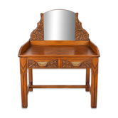 Coiffeuse Art Nouveau en bois sculpté avec miroir – début XXe