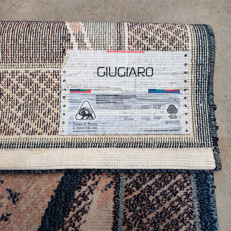 Tapis géométrique magnifique des années 1990 par Giorgetto Giugiaro pour Paracchi pure laine fabriqué en Italie.