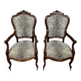 Pair of Napoleon III period curved armchairs in mahogany circa 1850