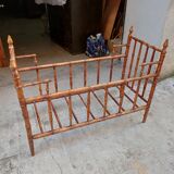 Charming wooden baby bed, 19th century style, faux bamboo