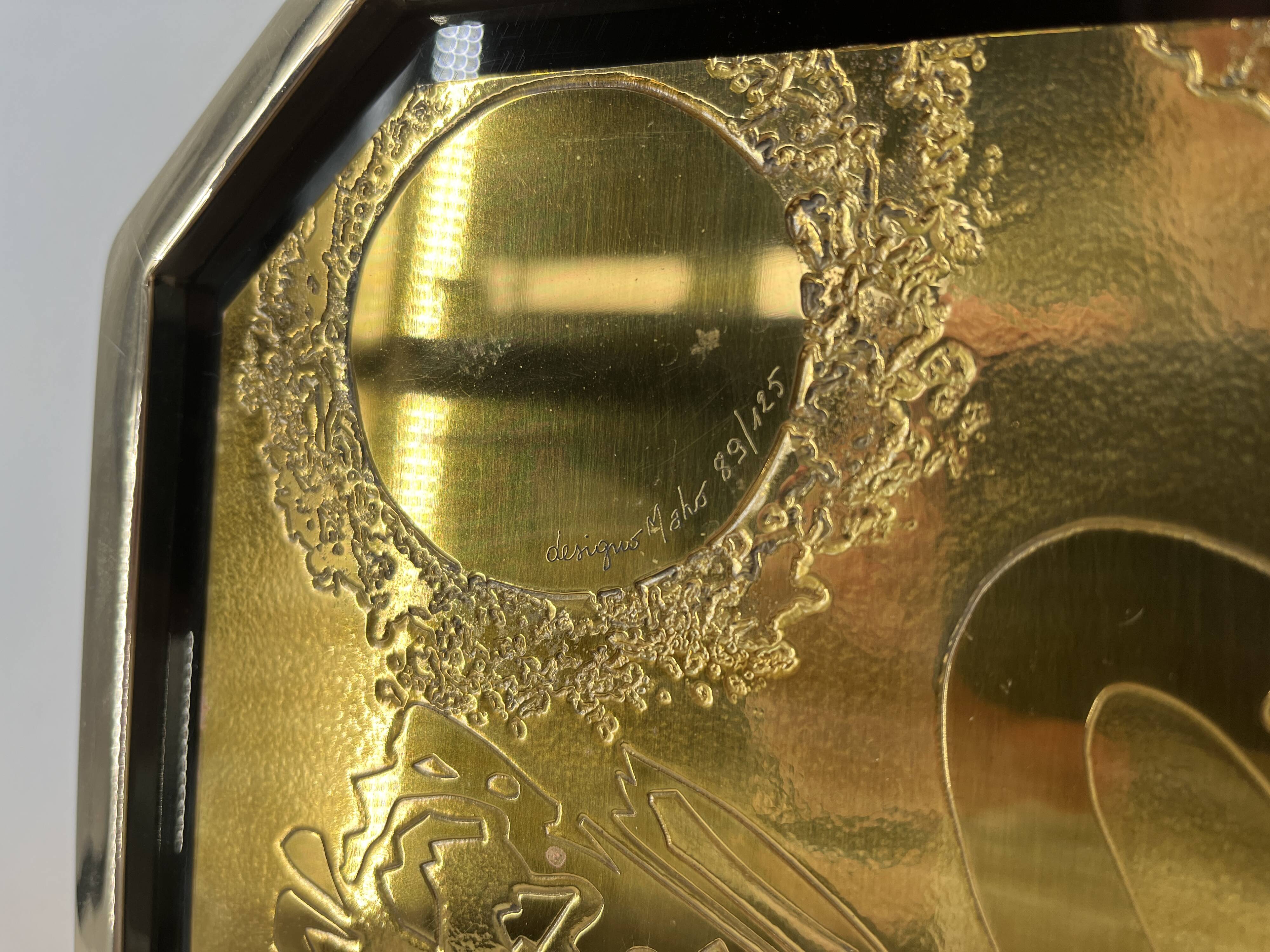 Georges Mathias brass etched table lamp, 1970s