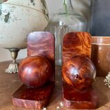 Art Deco bookends in elm burl