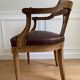 Vintage office chair in wood and brown studded leather late nineteenth