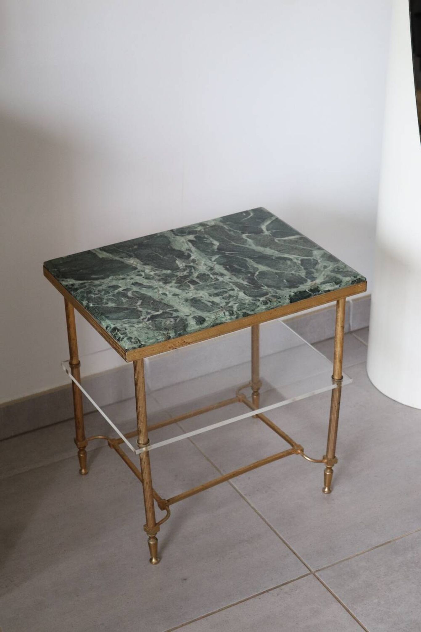 Table d'appoint en marbre vert vintage