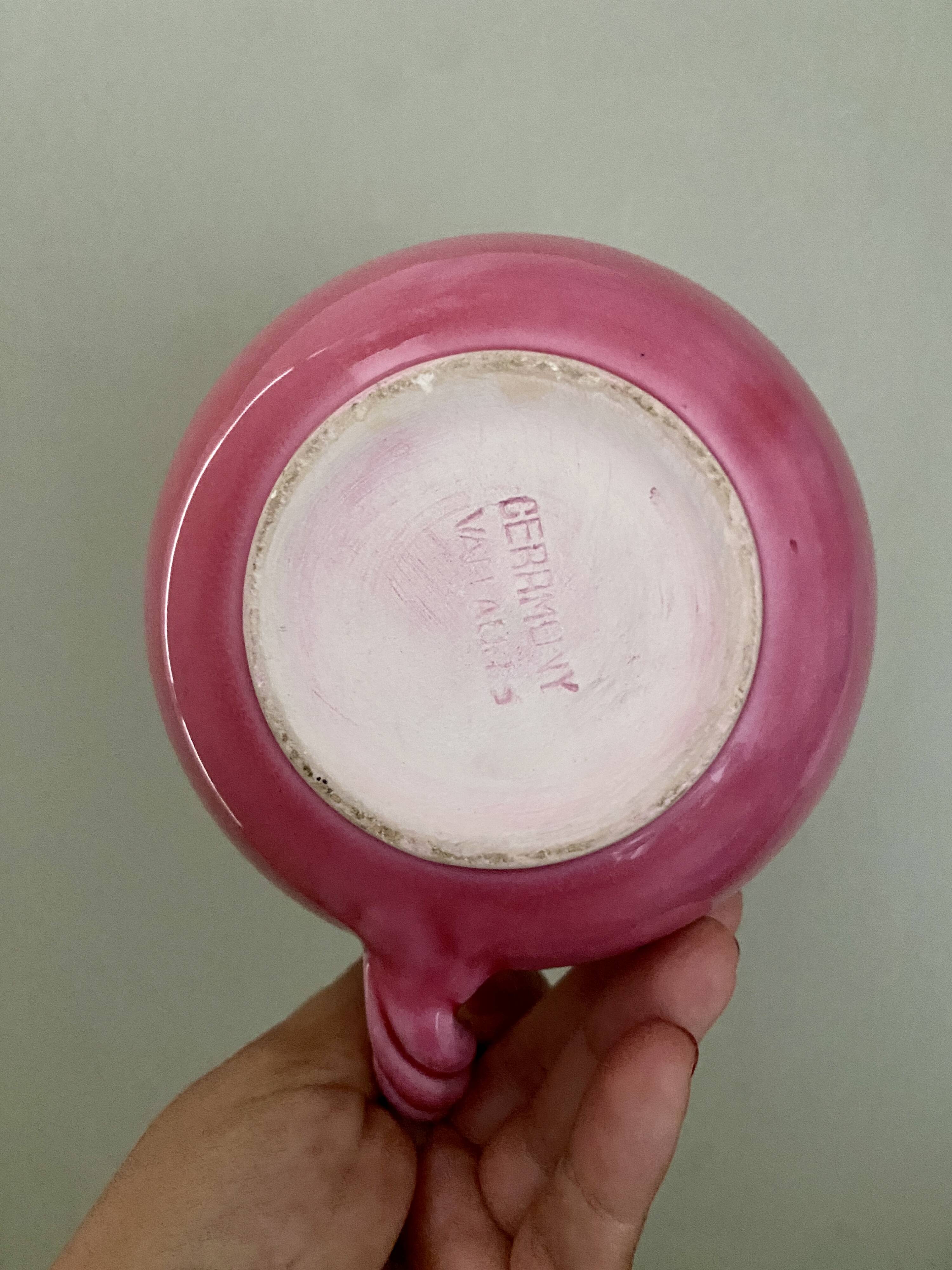 Small old pink ceramic pitcher or milk jug from Vallauris