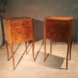 2 bedside tables with Louis XV style marquetry doors