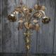 Pair of bronze and gold metal floral wall sconces, flower wall lamp.