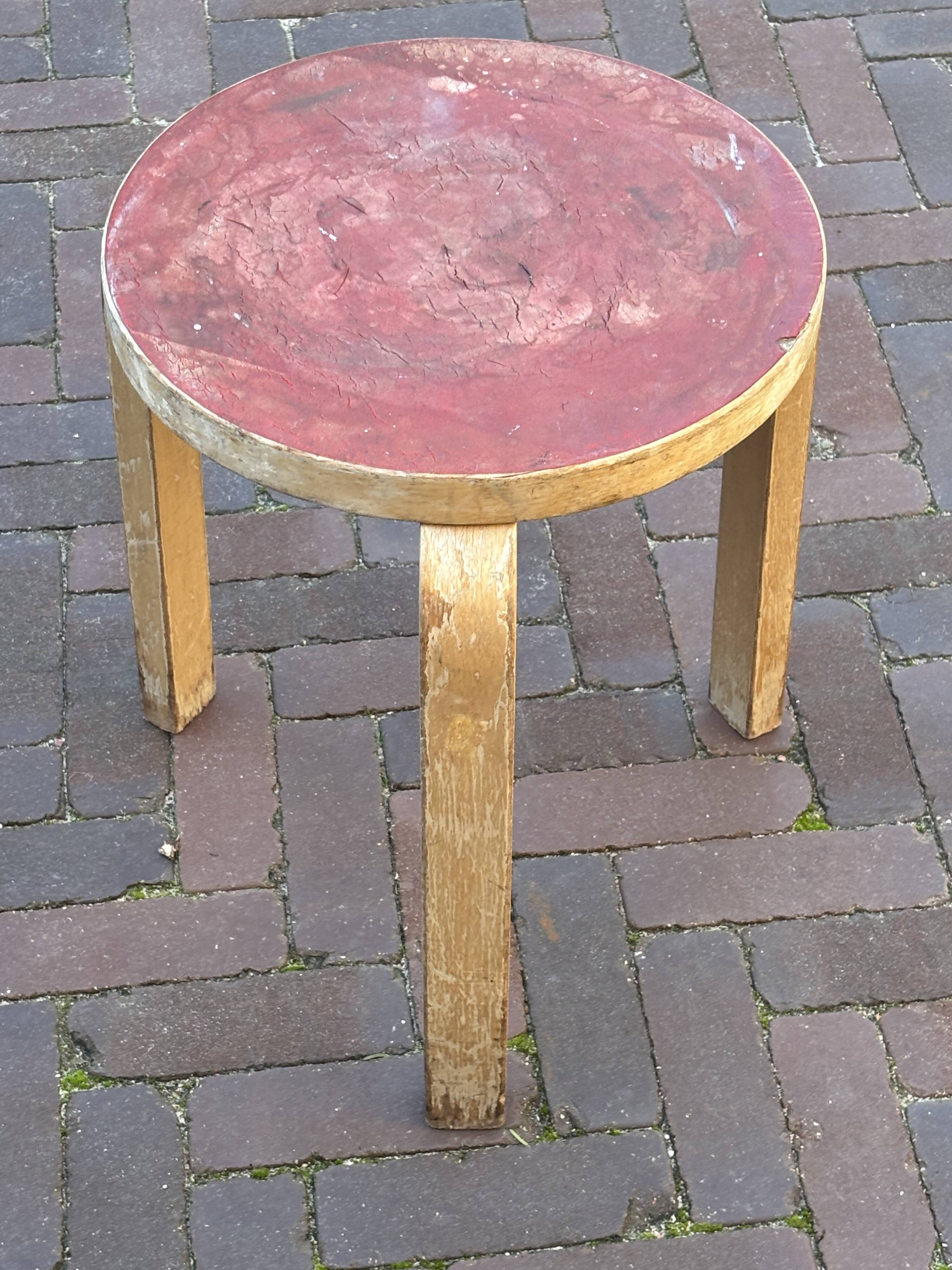 Alvar Aalto Artek Stool 60 Finland 1950s Vintage Birch Original Patina