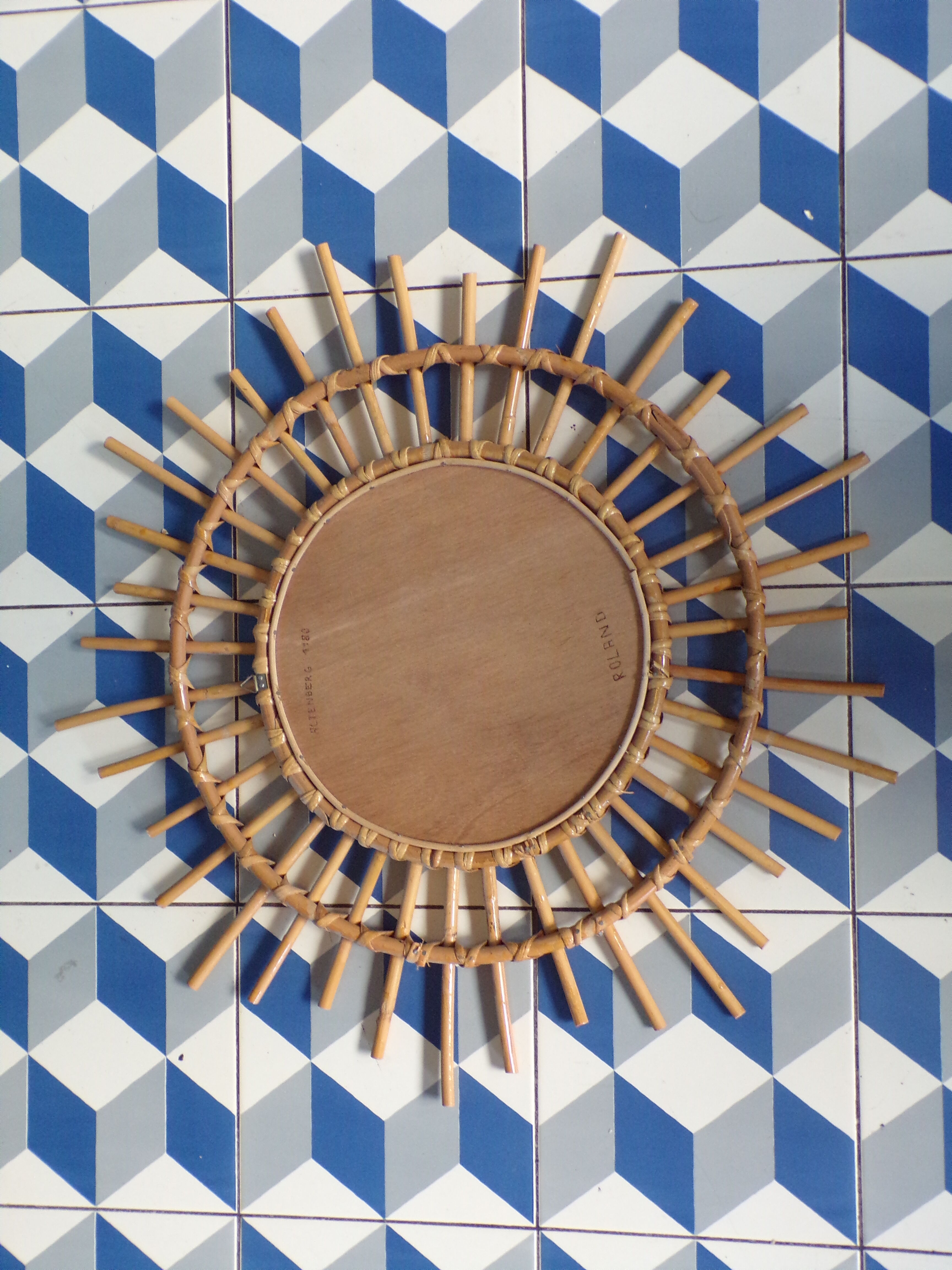 Vintage rattan sun mirror