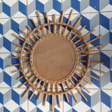 Vintage rattan sun mirror