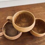 Three cups made of ancient sandstone