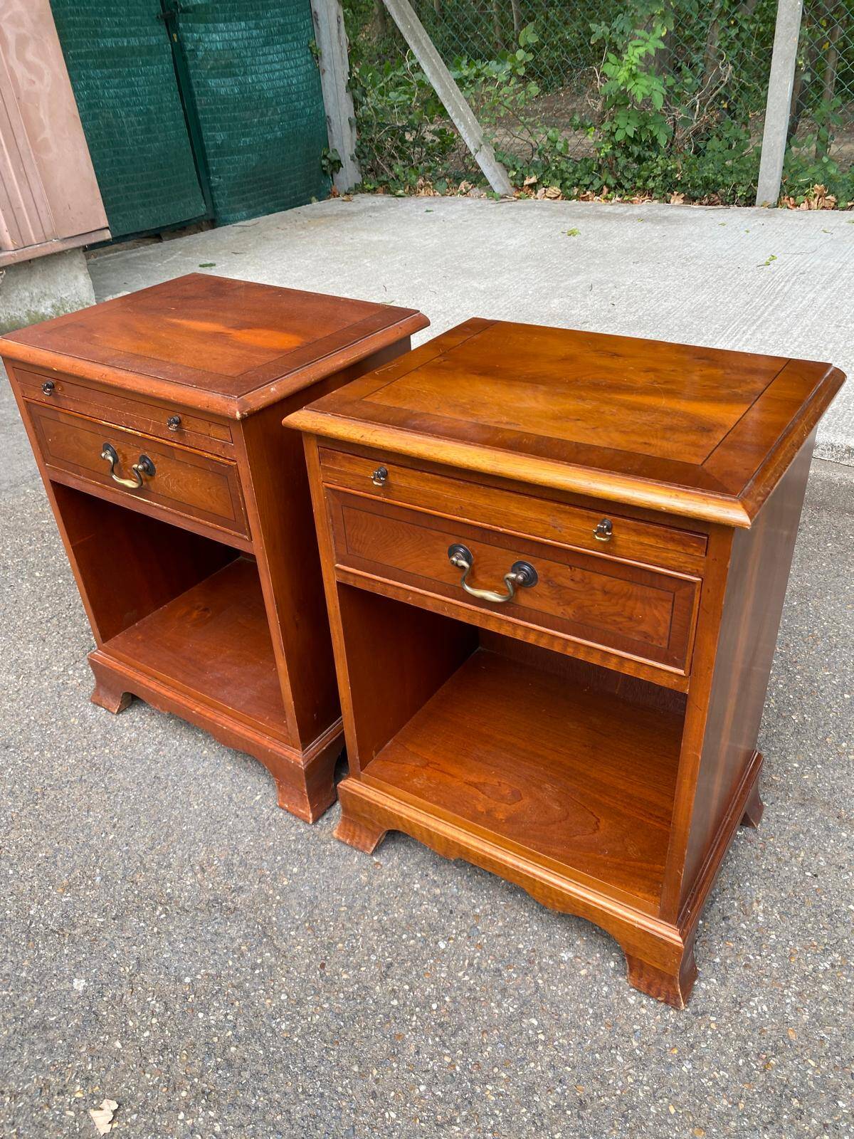 Pair of English yew wood bedside tables – Bradley Made in England 19