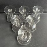6 champagne glasses in blown, cut and guilloché crystal – Art Deco