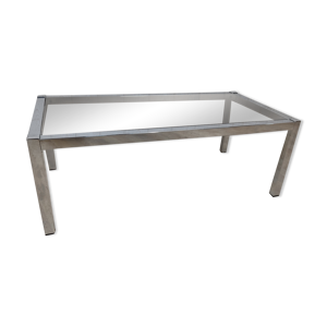 Table basse chrome et verre fumé