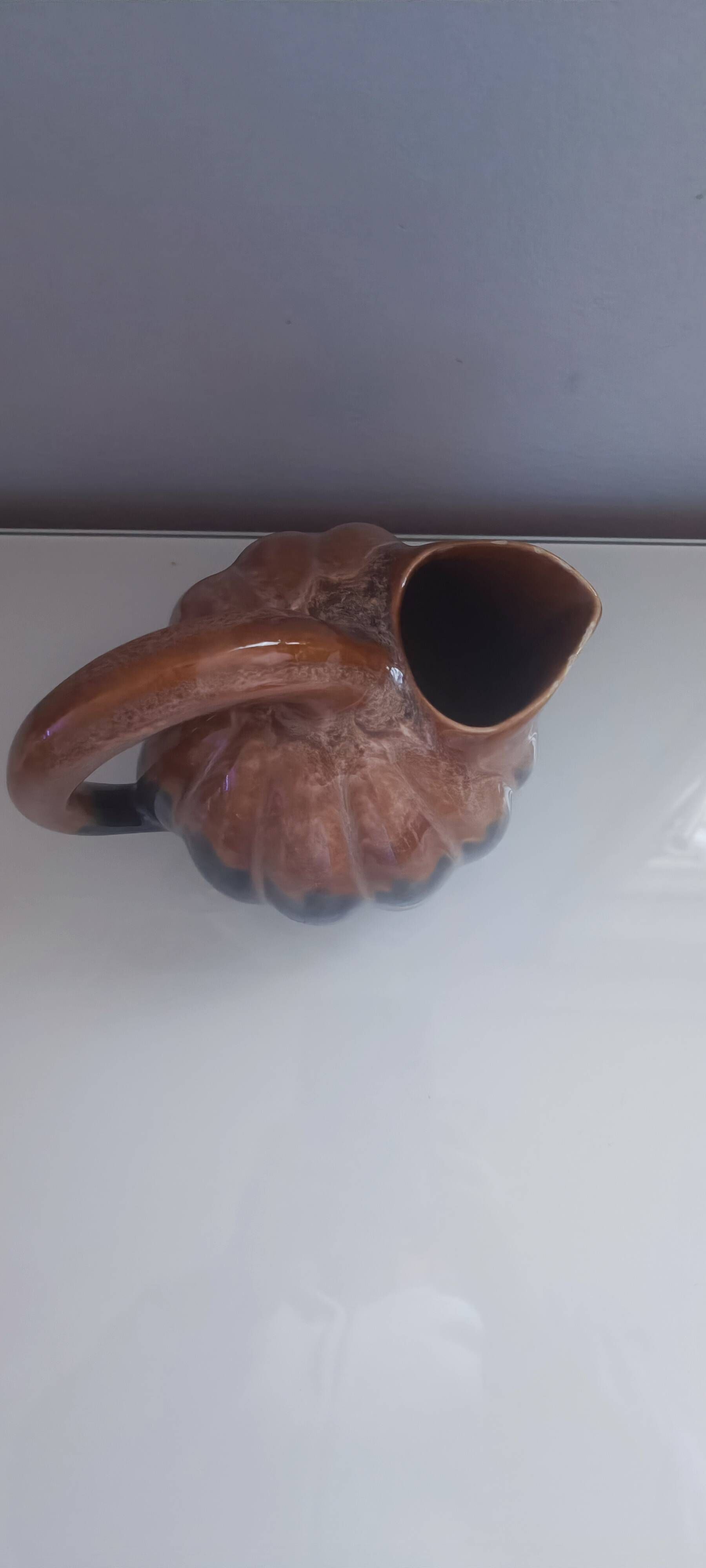Vintage "pumpkin" pitcher in flamed ceramic (light years 50/60)
