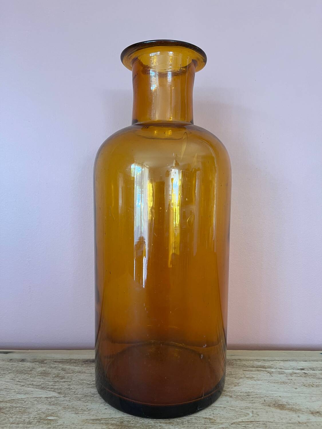 Amber glass vase bottle