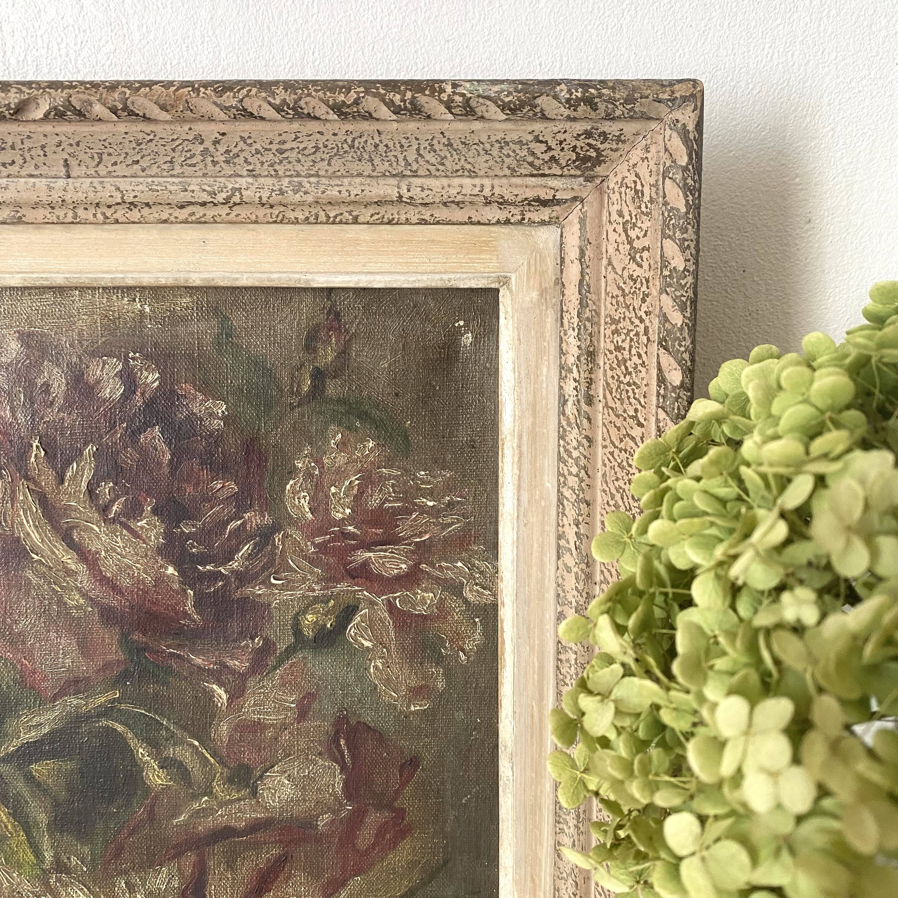 Flower painting, oil on canvas framed