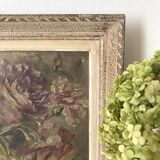 Flower painting, oil on canvas framed