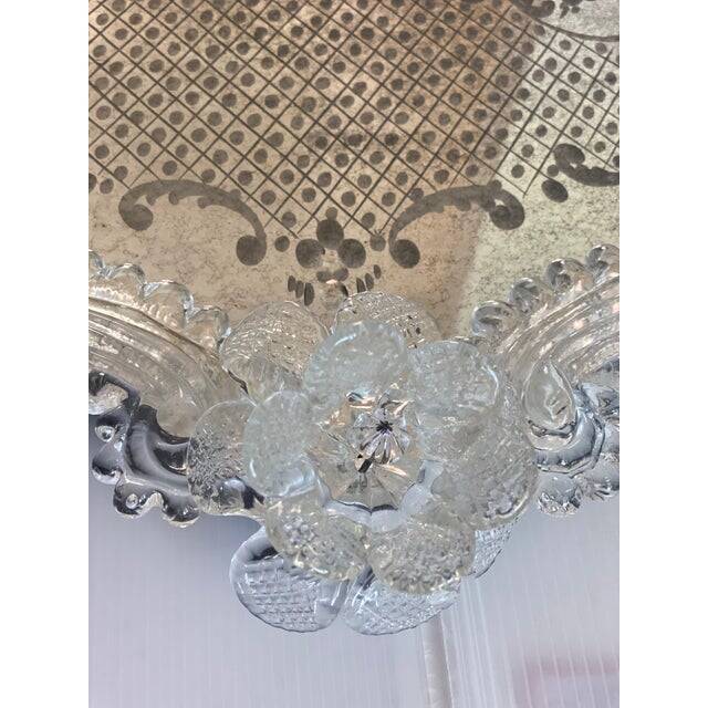 Contemporary venetian squared floreal hand-carving mirror in murano glass