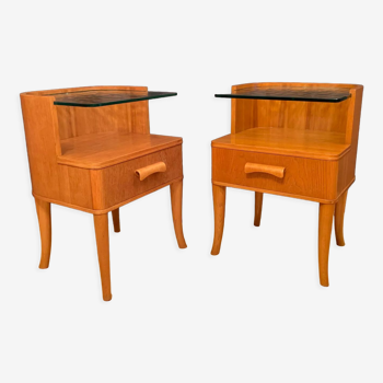 A pair of bedside tables by Axel Larsson, Bodafors, Sweden, 1940s.