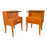 A pair of bedside tables by Axel Larsson, Bodafors, Sweden, 1940s.
